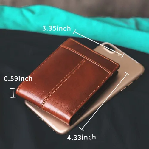 Vista 3 de Mens Wallet Slim Genuine Leather RFID Thin Bifold Wallets For Men Minimalist Front Pocket ID Window 12 Card Holders Gift Box