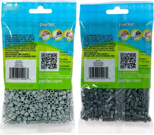 Vista 2 de Perler Bolsa de cuentas 1000, paquete de peltre y carbón (paquete de 2)