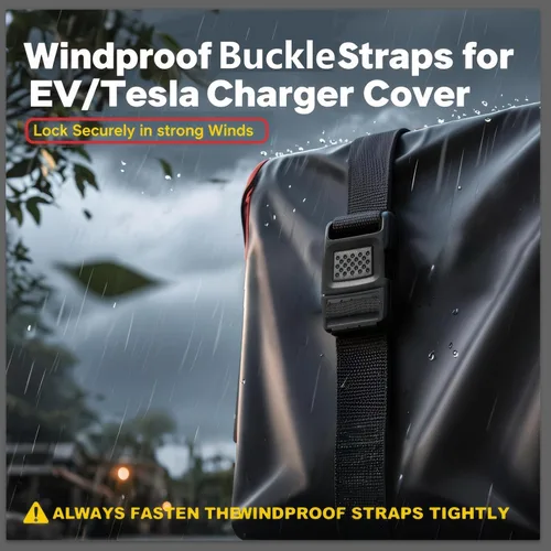 Vista 3 de WOLFCAR - Cubierta de cargador para Tesla para conector de pared y cargador de nivel 2, Oxford 420D impermeable y resistente al viento con correas