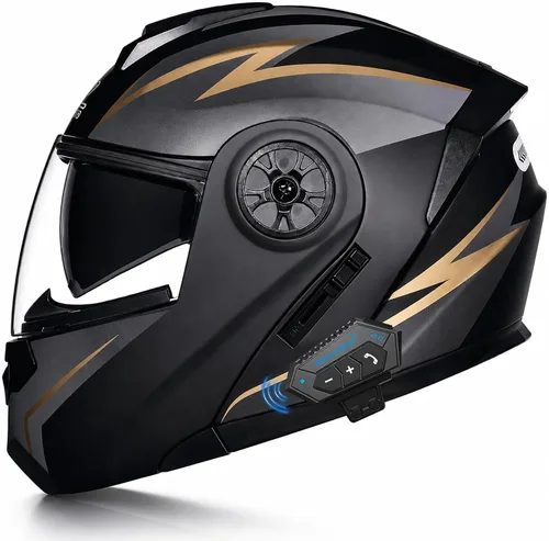 Vista 13 de Casco Modular de Motocicleta Bluetooth Aprobado DOT/ECE de Cara Completa Abatible Anti-Empañamiento Doble Visera Casco con Altavoz Dual Incorporado