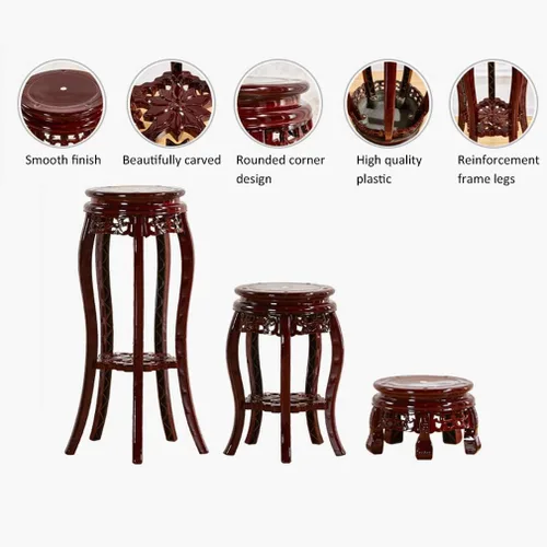 Vista 4 de Soporte de flores de plástico antiguo, soporte para plantas tallado para balcón, multicapa, taburete de flores, sala de estar, dormitorio, sala