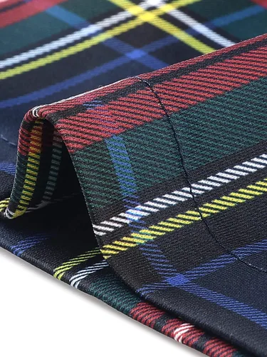 Vista 5 de Allegra K Vestido de mujer a cuadros con cuello en V, falda con tirantes