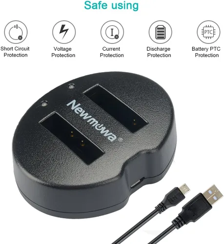 Vista 5 de Newmowa Paquete de 2 baterías de repuesto y cargador USB dual para Nikon EN-EL12 Compatible con Nikon Coolpix AW100 AW100s AW110 AW110s AW120 P330
