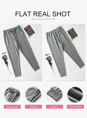 Vista 4 de EVALESS Pantalones deportivos con cordón y cintura elástica para mujer con bolsillos