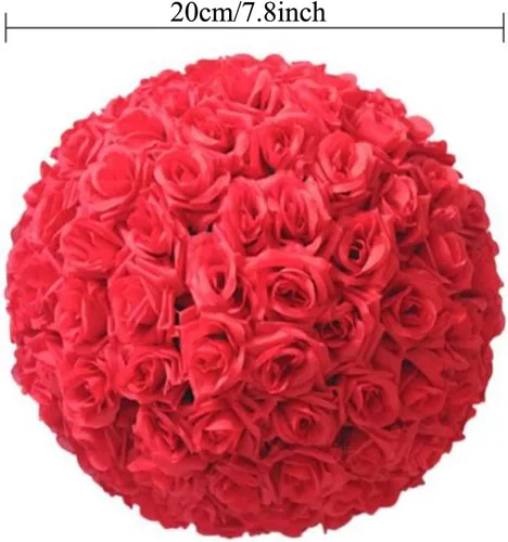 Vista 2 de Bola de flores artificiales para centros de mesa, bodas, bodas, fiestas, centros de mesa, decoración, 7.8 pulgadas (5, negro)
