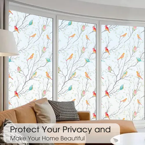 Vista 2 de Coavas película de privacidad para ventana, vidrio esmerilado, sin pegamento, adherente, antirrayos ultravioleta, antiestática y decorativa