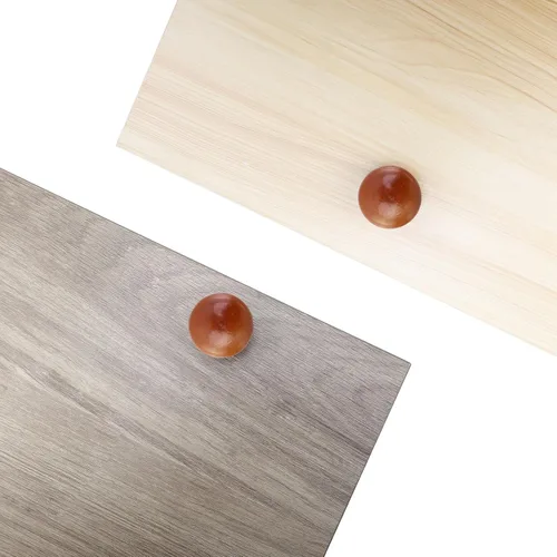 Vista 6 de Bitray Perillas de madera redondas con forma de hongo y color marrón claro, tiradores de cajón de madera - 8
