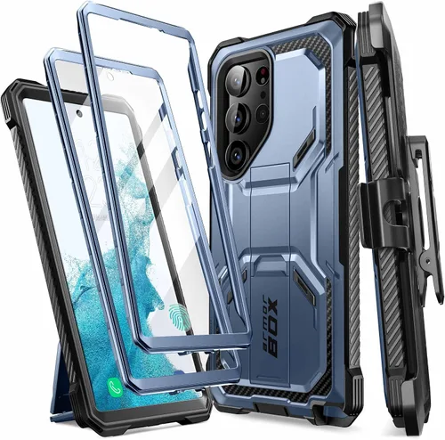 Vista 14 de i-Blason Armorbox - Funda para Samsung Galaxy S23 con soporte y clip para el cinturón, protector de pantalla integrado, 2 marcos frontales