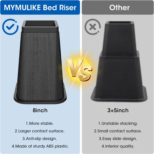 Vista 3 de MYMULIKE Elevador de Cama de 8 Pulgadas de Alta Resistencia, Soportes de Elevación de Muebles Soporta Hasta 6,000 Libras para Mesa, Pata