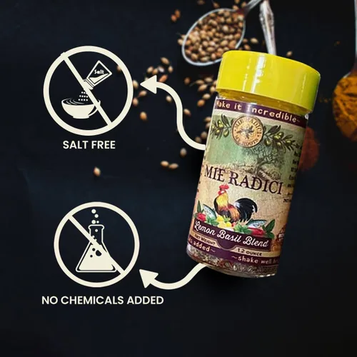 Vista 2 de Mie Radici Mezcla de albahaca y limón – Hierbas secas frescas y jugo de limón seco (no enjuagues) – Sin sal ni productos químicos añadidos – Se