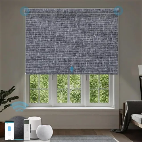Vista 37 de Persiana Motorizada, Compatible con Homekit Thread-Enabled, Persianas Inteligentes 100% Opacas con Control Remoto, Persiana Enrollable Eléctrica