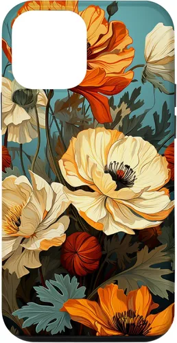 Vista 16 de Funda de flores mexicanas para iPhone 12 Pro Max Marigold Flower and Teal Aqua Blue Cyan