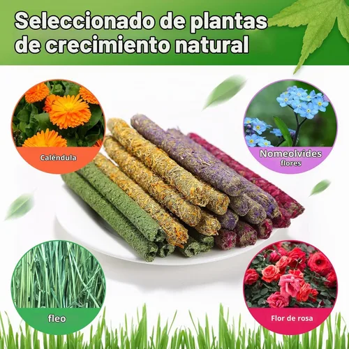 Vista 2 de Juguetes masticables de conejo para dientes, palitos de zanahoria Timothy Grass para conejillo de indias, hámster, chinchilla, ardilla, conejo
