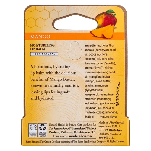 Vista 2 de Burt's Bees Bálsamo labial hidratante, mango 0.15 oz (paquete de 5)