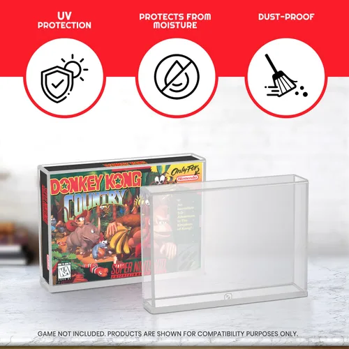 Vista 4 de EVORETRO Clear Acrylic Protector Case Compatible with SNES N64 Games Storage Box 4MM Thick Scratch Dust UV Resistant Pack of 2