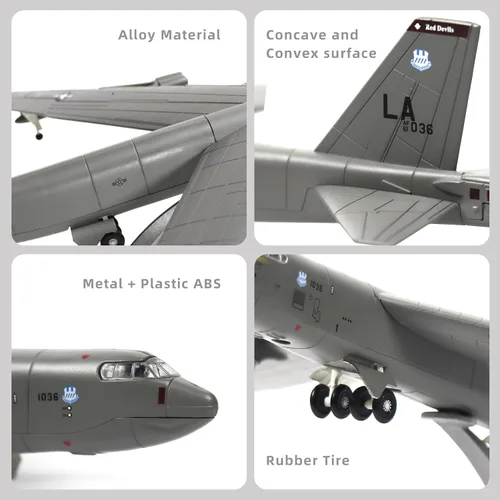Vista 5 de NUOTIE 1/200 Escala B-52 (Stratofortress) Bombardero estratégico subsónico a chorro de largo alcance fundido a presión modelo de avión militar