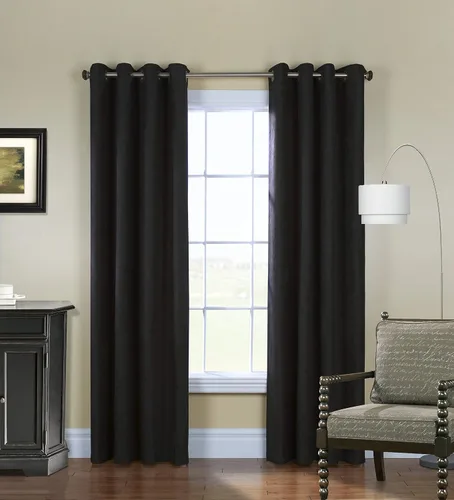 Vista 5 de Loft Living Nova Total Blackout - Cortina de gamuza sintética tejida, 54 x 84 pulgadas, color negro