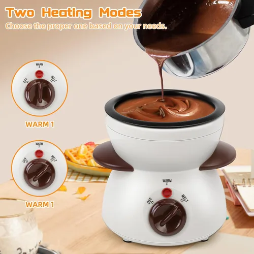 Vista 15 de Mini olla para fundir chocolate, fuente de fondue de chocolate, máquina calentadora de 8.79 onzas para chocolate con leche, queso, mantequilla Rojo