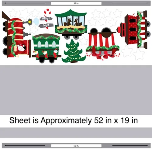 Vista 3 de Kit de calcomanías de pared de tren de Navidad, kit de calcomanías de pared de Navidad por Chromantics