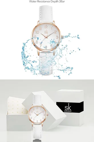 Vista 5 de SHENGKE Women Watches Leather Band Luxury Quartz Watches Girls Ladies Wristwatch Relogio Feminino