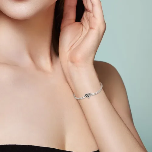 Vista 5 de Parmuz Pulsera de plata de ley 925 con dije de cadena de serpiente, ojo malvado, atrapasueños, llave, cierre de corazón, dije de viaje, momentos