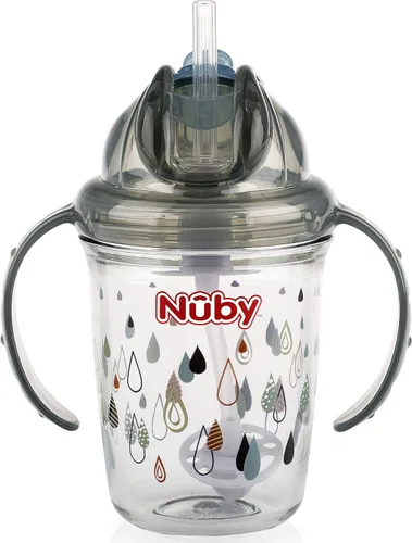Vista 10 de Nuby Tritan - Taza estampada con asa doble con popote con 360 hilos, sin derrames, los colores pueden variar