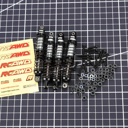 Vista 5 de RCAWD 7075 Amortiguadores de 80mm Universales para 1/10 RC Crawler, Mejoras para SCX10 I II III Pro 90046 AXI231017 TRX4 TRX6 Redcat D90 MST RC Negro
