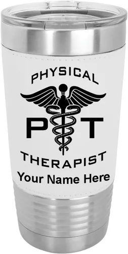 Vista 22 de LaserGram Taza aislada al vacío de 20 onzas, fisioterapeuta PT, grabado personalizado incluido (piel sintética, estilo béisbol)