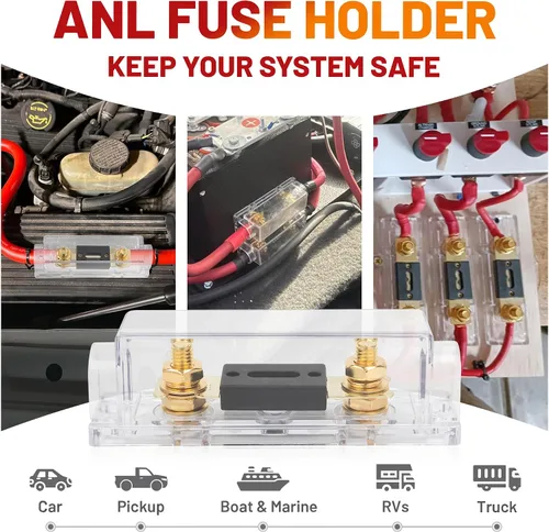 Vista 7 de RED WOLF Soporte de fusible ANL de audio para automóvil con fusible de 300 A para motor de arrastre, ATV, remolque, inversores, amplificador