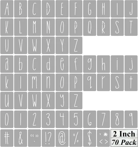 Vista 8 de Plantillas de letras del alfabeto de 1 pulgada para pintar, paquete de 70 plantillas de letras y números con letreros para pintar sobre madera
