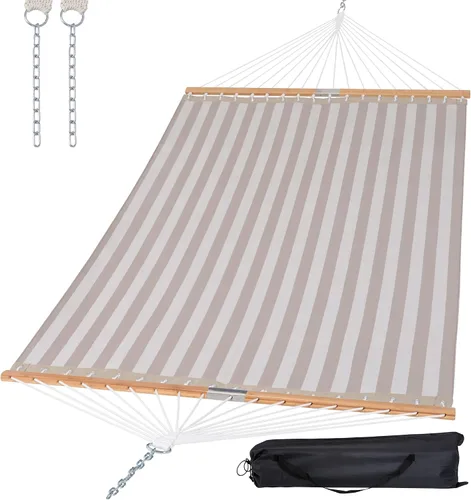 Vista 9 de SUNCREAT - Hamacas de 15 pies de tamaño doble con barra separadora de madera dura de secado rápido, hamaca para 2 personas para patio al aire libre