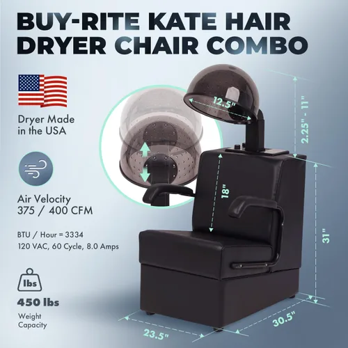 Vista 3 de Buy-Rite Kate - Juego de 2 sillas secadoras de pelo con capucha de 980 W