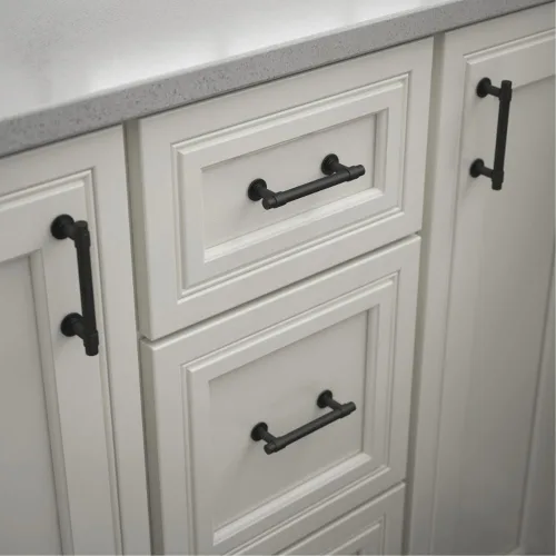 Vista 3 de Franklin Brass Barra (paquete de 20) manijas para gabinete, tiradores centrales de agujero de 3 pulgadas, herrajes negro mate, para puerta