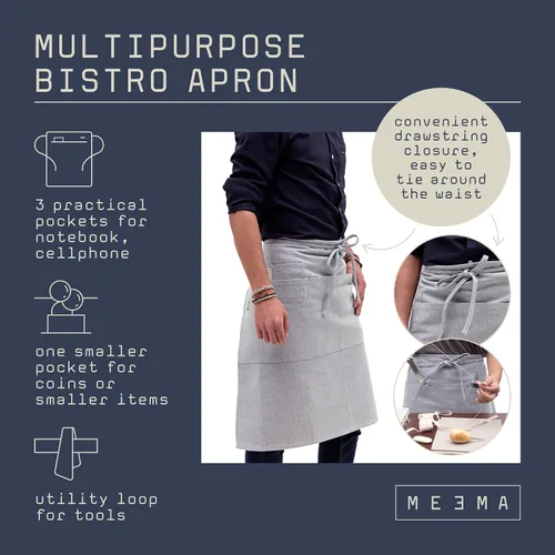 Vista 2 de MEEMA Chef Cross Back Aprons for Women with Pockets for Cooking, Baking