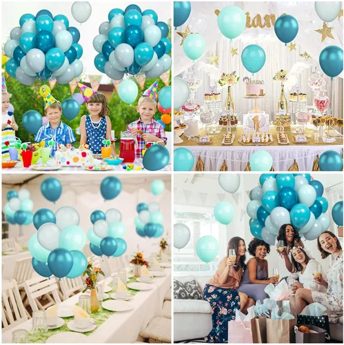 Vista 7 de Globo azul turquesa, 60 globos de pavo real azul turquesa