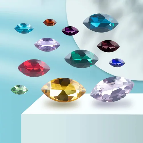 Vista 2 de Diamantes de imitación grandes de cristal de 0.512 x 1.063 in, piedras preciosas en forma de ojo de caballo para manualidades, fabricación de joyas