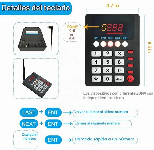 Vista 5 de Sistema inalámbrico de llamadas en cola, sistema numérico de 3 Dight Now Serving Number System con aviso de voz para restaurante, hospital, banco