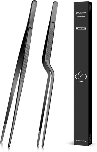 Vista 8 de Juego de pinzas de cocina de 10 pulgadas y pinzas compensadas, puntas dentadas de precisión, pinzas de chef profesional de acero inoxidable