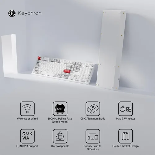 Vista 2 de Keychron Q6 Pro Teclado mecánico personalizado Bluetooth de tamaño completo para Mac Windows Linux, perilla programable QMKVIA de aluminio completo