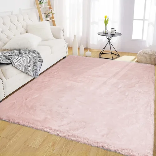 Vista 24 de Latepis Alfombra Pequeña Negra Esponjosa 2x3 pies Manta de Piel Sintética de Conejo Alfombra Suave Lavable Alfombras Peludas Shag para Dormitorio
