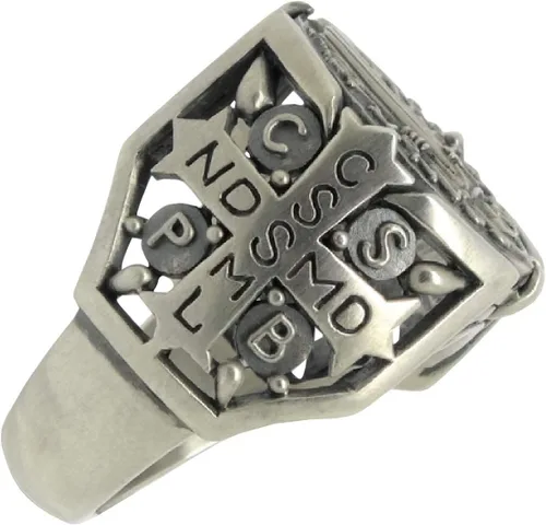 Vista 3 de St Benedict christian catholic ancient Sterling Silver 925 medal mens ring, Exorcism