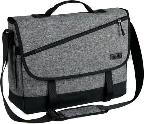 Vista 8 de VASCHY Bolsa de mensajero para hombre, bolso cruzado de moda para laptop, bolsa lateral para hombres y mujeres para el trabajo, negocios