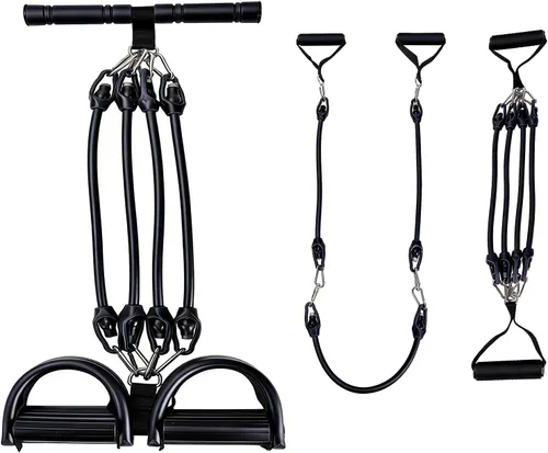 Vista 6 de Lenporl Upgrade 4-Tube Pedal Ankle Puller Resistance Bands with Two Extra Handles,Pedal Puller Resistance Band with Handle for Home Gym,Yoga &