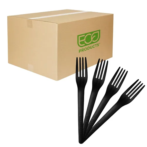 Vista 11 de Eco-Products - Cucharas de plástico compostables CPLA de 6 pulgadas, caja de 1000, cuchara negra desechable, cubiertos de plantas