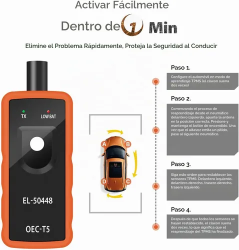 Vista 4 de JDIAG EL-50448 Herramienta de restablecimiento TPMS para el sistema de monitoreo de presión de neumáticos automático de GM, sensor de activación