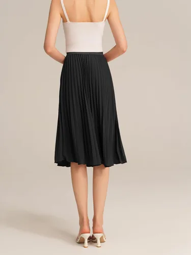 Vista 4 de GRACE KARIN - Falda plisada de gasa para mujer, con cintura alta y elástica, vuelo, corte acampanado y longitud por debajo de la rodilla