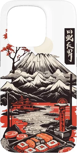 Vista 14 de Aesthetic Sushi Design Vintage Colour Woodcut Ukiyo-E Style Case for iPhone 16
