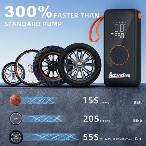 Vista 3 de Portable Air Compressor, 48s Fast Inflation, Cordless with Dual Power Supply, 150 PSI Tire Pump with Digital Gauge, Long Runtime & Storage Case for