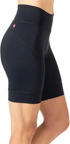 Vista 4 de Terry Pantalones cortos de ciclismo para mujer, acolchados, cintura alta, pantalones cortos de ciclismo para mujer con acolchado, pantalones cortos