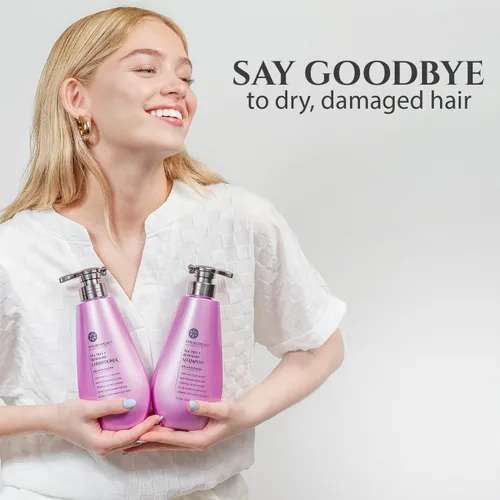 Vista 2 de Juego de champú y acondicionador de aceite de árbol de té, champú y acondicionador de aceite de romero para el crecimiento del cabello para mujeres